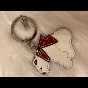 NWOT, Polar Bear Coach key fob, white leather